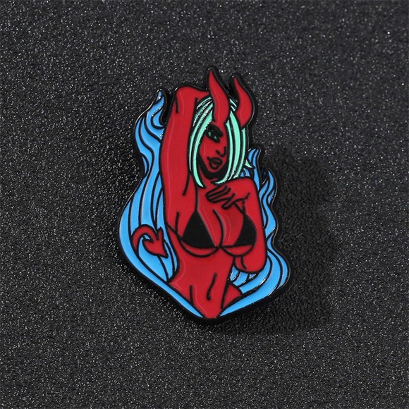 COPY - Sexy Devil Girl Enamel Pins 56 - Picture 3 of 4